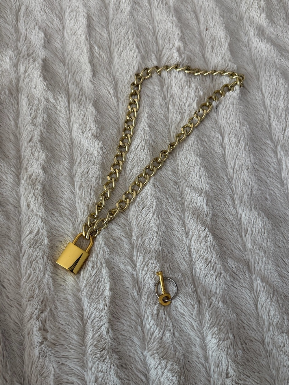Gold-Tone Padlock Chain Locket Necklace